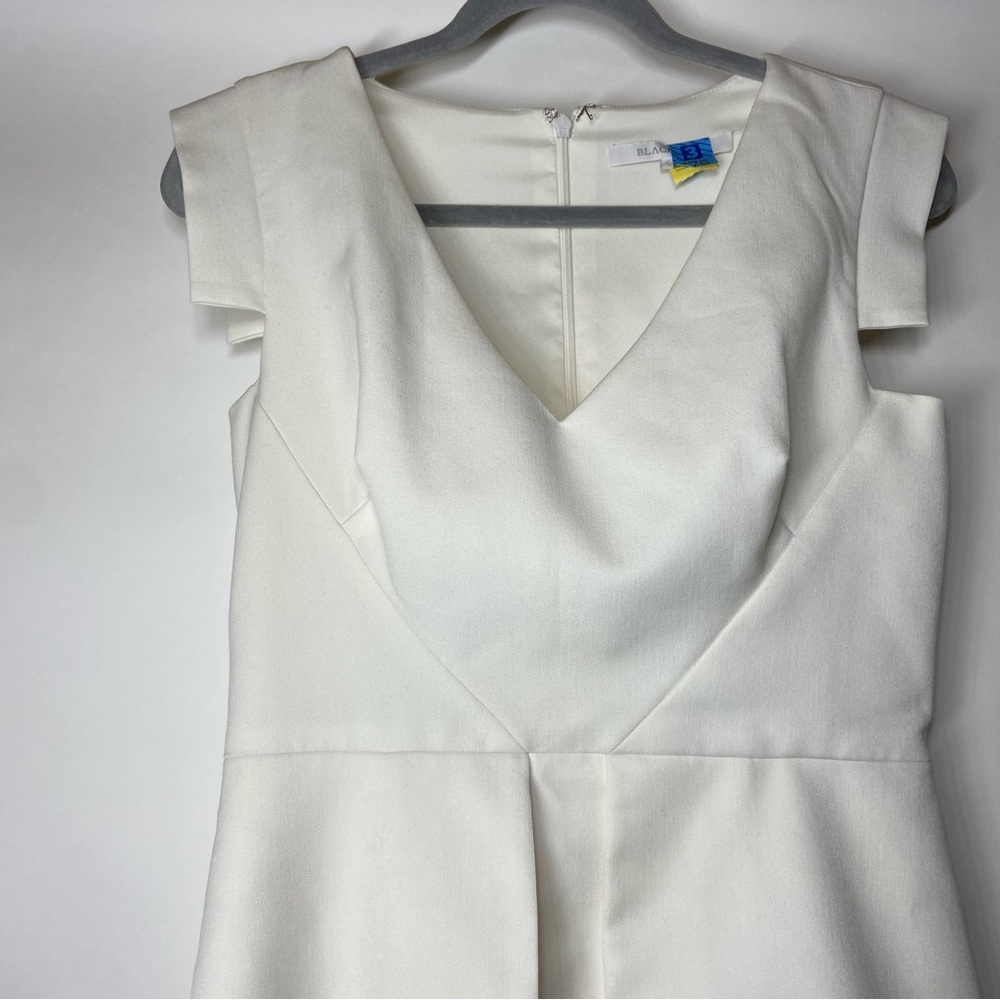 Black Halo Size 6 Keyton White Peplum Sheath Dress Career Office Cocktail Bridal - Picture 3 of 9